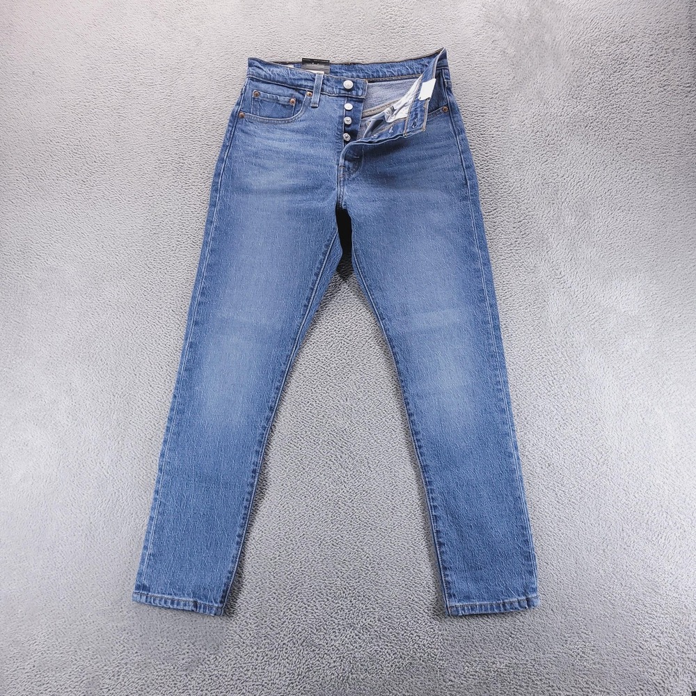 Levis 501 Jeans Womens 27 Blue Skinny High Rise Medium Wash Button Fly‎ Stretch